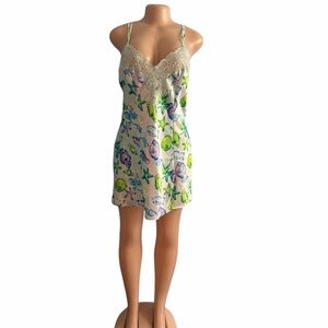 Vintage Victoria's Secret Chemise Blue Green Marine Fish Slip